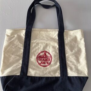 Trader Joe's Stylish Cream and Black Tote